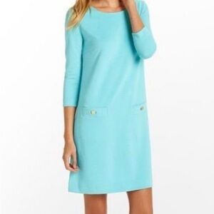 EUC Lilly Pulitzer Charlene Dress in Shore Blue Sheath Style Size Small